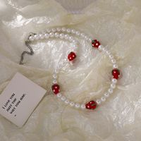 Fashion Strawberry Pearl Chain Necklace Wholesale main image 3