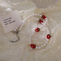 Fashion Strawberry Pearl Chain Necklace Wholesale main image 4