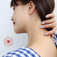 Simple Small Peach Heart Titanium Steel Long Earrings main image 2