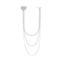 Fashion Diamond Heart Pearl Chain Long Tassel Brooch main image 3