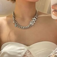 Cuban Fashion Style Simple Thick Chain Diamond Necklace main image 3