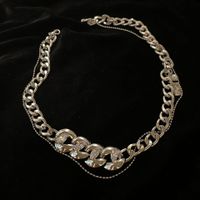 Cuban Fashion Style Simple Thick Chain Diamond Necklace main image 5