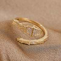 Simple Snake Real Gold Electroplated Copper Inlaid Zirconium Open Ring main image 4