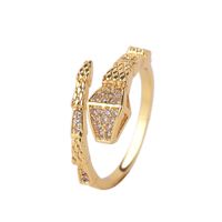 Simple Snake Real Gold Electroplated Copper Inlaid Zirconium Open Ring main image 6