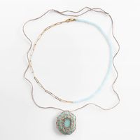 Mode Nouveau Style Long Collier De Perles De Riz En Résine Multicouche Tissée main image 1