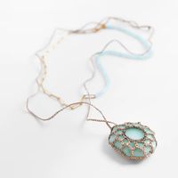 Fashion New Style Long Woven Multi-layer Resin Rice Bead Necklace main image 3