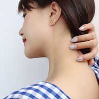 Simple Small Peach Heart Titanium Steel Long Earrings sku image 3