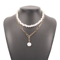 Simple Pearl Chain Pendent Double-layer Clavicle Chain sku image 1