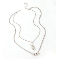 New Cute Cartoon Rabbit Pendant Fashion Silver Dice Alloy Double Layer Necklace main image 2