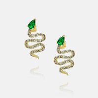 Fashion Copper Gold-plated Zircon Snake Earrings Necklace Set main image 6