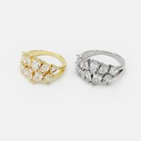 Fashion Brass Inlaid Multi-rows Zircon Ring Wholesale main image 1