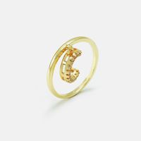 Fashion Copper Inlaid Zircon Letter Glossy Ring Wholesale main image 2