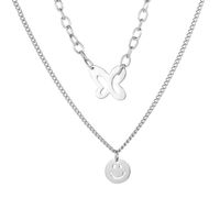 Simple Fashion Style Titanium Steel Butterfly Round Letter Necklace main image 1