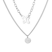 Simple Fashion Style Titanium Steel Butterfly Round Letter Necklace main image 6