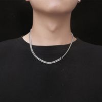 Fashion New Style Steel Thickness Stitching Double-layer Chain Necklace main image 3
