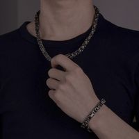 Hip Hop Stainless Steel Double-sided Necklace Bracelet main image 5
