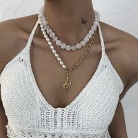 Fashion Large Pearl Splicing Chain Snake Pendent Multilayer Necklace main image 3