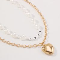 Simple Double Layer Imitation Pearl Letter Chain Necklace main image 3