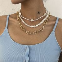 Fashion Geometric Alloy Pearl Multi-layer Clavicle Chain main image 2