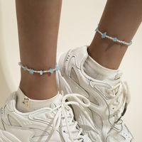 Simple Single Layer Color Irregular Rough Stone Anklet main image 1