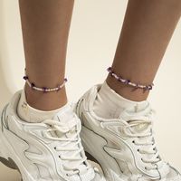 Simple Single Layer Color Irregular Rough Stone Anklet main image 4