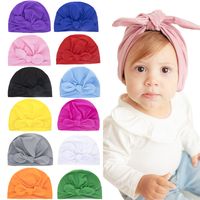 Fashion Solid Color Knotted Rabbit Ear Baby Hat main image 1
