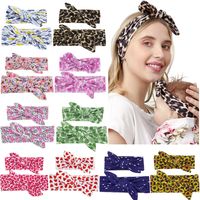 Mom And Child Printed Rabbit Ears Leopard Print Diy Knotted Headband Set main image 2