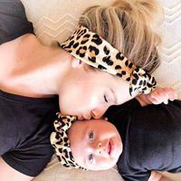 Mom And Child Printed Rabbit Ears Leopard Print Diy Knotted Headband Set main image 3