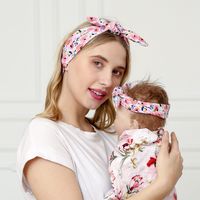 Mom And Child Printed Rabbit Ears Leopard Print Diy Knotted Headband Set main image 5
