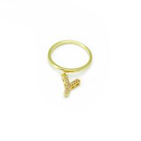 Fashion Copper Inlaid Zircon Letter Glossy Ring Wholesale sku image 1