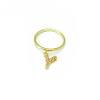 Fashion Copper Inlaid Zircon Letter Glossy Ring Wholesale sku image 3