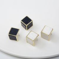 925 Silver Needle Korean Square Dice Earrings main image 3