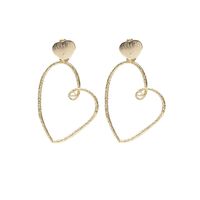 Gold Heart-shaped Cold Wind Pearl Love Earrings Wholesale sku image 1