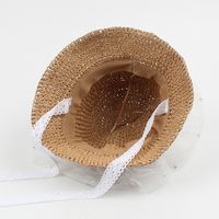 Korean Style Bowknot Pearl Lace Mesh Children's Straw Hat main image 5