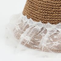 Korean Style Bowknot Pearl Lace Mesh Children's Straw Hat main image 4