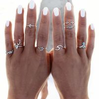 Fashion Simple Crescent Star Flower Alloy Ring 8-piece Sets main image 1