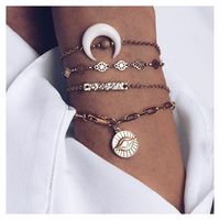 Korean Style Simple Crescent Pendant Bracelet Combination 4-piece Sets main image 1