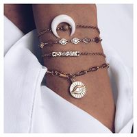 Korean Style Simple Crescent Pendant Bracelet Combination 4-piece Sets sku image 1