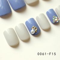 24 Pieces Of Finished Fake Nails Green Onion Simple Style Bridal Nail Stickers main image 22