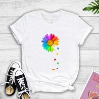 Contrast Color Sunflower English Print T-shirt main image 3