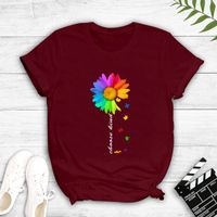 Contrast Color Sunflower English Print T-shirt main image 5