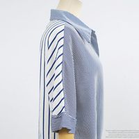 Irregular Hem Tie Color-block Striped Short-sleeved Shirt main image 7