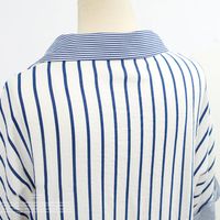 Irregular Hem Tie Color-block Striped Short-sleeved Shirt main image 10