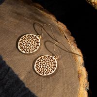 Fashion Round Hollow Carved Flower Alloy Earrings main image 5