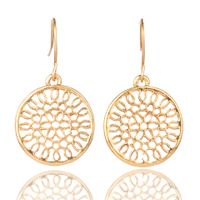 Fashion Round Hollow Carved Flower Alloy Earrings main image 6