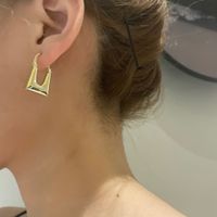 Simple Texture Geometric Bag Shape Metal Earrings main image 3