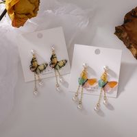 Französische Mode Farbe Schmetterling Perle Quaste Ohrringe main image 1