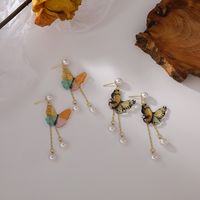 Französische Mode Farbe Schmetterling Perle Quaste Ohrringe main image 4