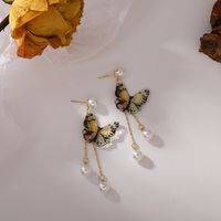 Französische Mode Farbe Schmetterling Perle Quaste Ohrringe main image 5