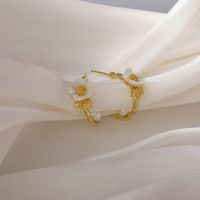 Korean Sweet Shell Flower Pearl Earrings main image 3